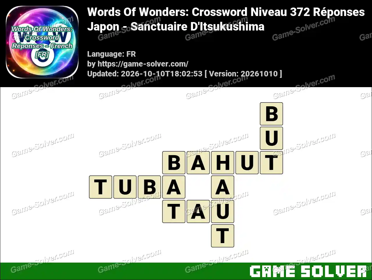 Words Of Wonders: Crossword Niveau 372 Réponses – Japon – Sanctuaire D’Itsukushima